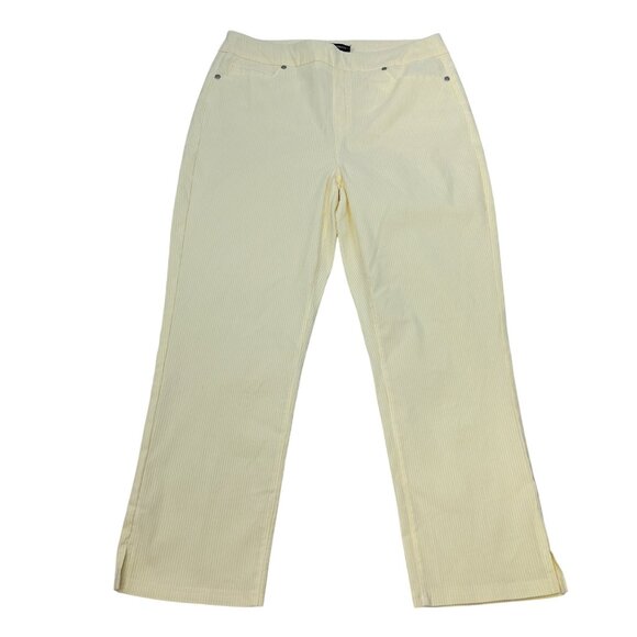 Mario Serrano Italy Pull On Cropped Pants Yellow/White Striped Size Small - Picture 1 of 8